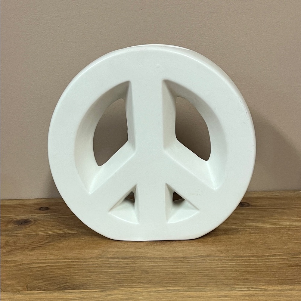 White Peace Sign Vase - Picture 1 of 2